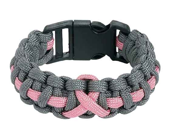 Army Camo w/ Pink Breast Cancer Support Ribbon Paracord Bracelet