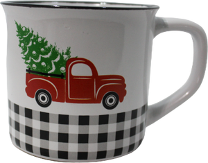 Little Red Plaid Truck Coffee & Vanilla Creamers Gift Mug or Cup