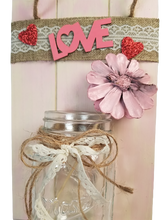 Load image into Gallery viewer, Handcrafted Mason Jar LOVE Pine Cone Flower Wall Plaque
