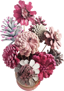 Handcrafted Pine Cone Bouquet in Love Tin