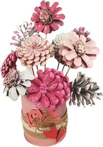 Handcrafted Pine Cone Bouquet in Love Tin