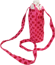 Load image into Gallery viewer, Cross-body Hands Free Water Bottle Holder, Pink Dots Themed, Perfect for hiking, theme parks, walking!
