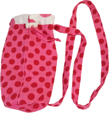 Load image into Gallery viewer, Cross-body Hands Free Water Bottle Holder, Pink Dots Themed, Perfect for hiking, theme parks, walking!
